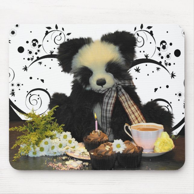 Urso de panda Mousepad Mousemat, com chá e bolos (Frente)