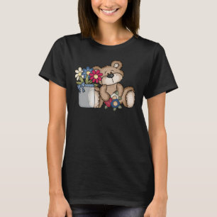 Urso de pelúcia bonito com flores T-Shirt