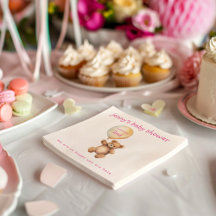 Urso de pelúcia bonito com guardanapo de chá de fr