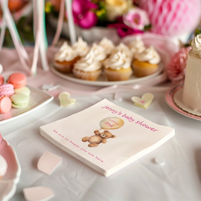 Urso de pelúcia bonito com guardanapo de chá de fr (Criador carregado)