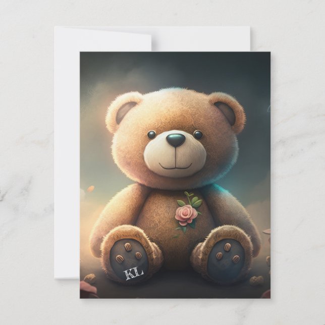 Urso-de-pelúcia-branca com tipografia rosa-rosa AI (Frente)
