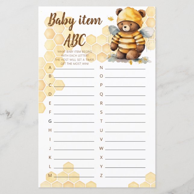 Urso de pelúcia de mel castanho Jogo Bebê item ABC (Frente)