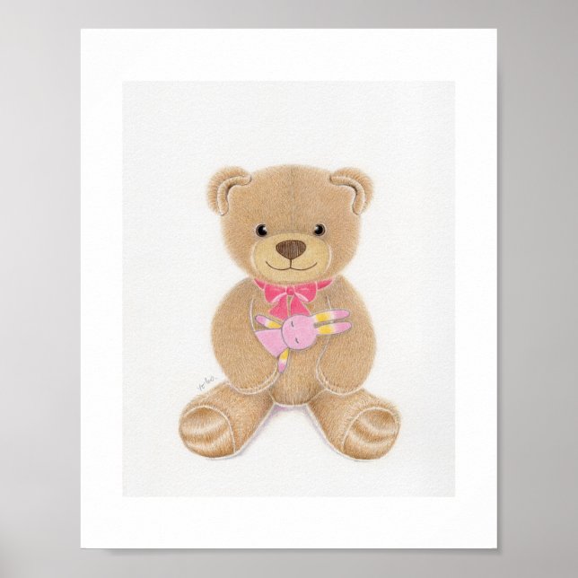 Urso de pelúcia de menina fofa, impressão de arte  (Frente)