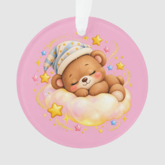Urso de pelúcia dormindo fofo enfeite rosa brilhan