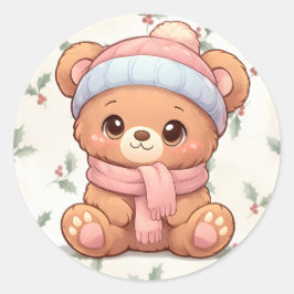 Urso de pelúcia Kawaii Fofo Adesivo de Inverno