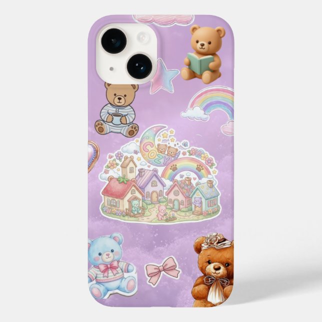Urso de pelúcia Kawaii Pastel Roxo Estético  (Verso)
