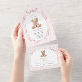 Urso de Pelúcia, Laço Rosa, Listras Rosas, Primeir