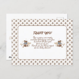 Urso de pelúcia marrom É um menino! Cartão de agra