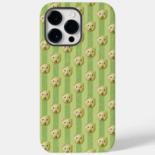 Urso de pelúcia verde matcha fofo e listras (Verso)