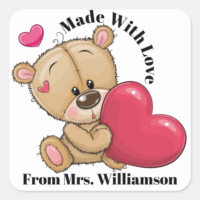 Urso De precioso Feito Com Adesivo De Amor (Frente)