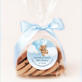 Urso de Teddy Azul com Adesivo de Balões