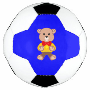 Urso de Teddy Bonito na Bola Azul de Futebol