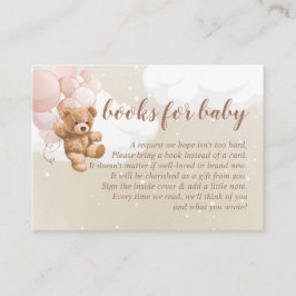 Urso de Teddy com Balões Rosa Livros Para Cartão D
