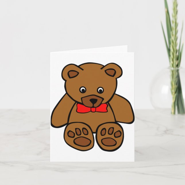 Urso De Teddy Com Cartões De Nota De Arco Vermelho (Frente)
