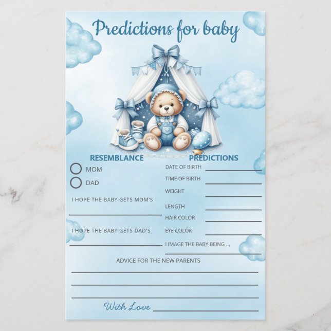 Urso De Teddy De Jogo De chá de fraldas Na Prediçã (Frente)