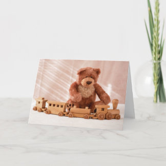 Urso de Teddy e Cartão de Comboio de Brinquedo