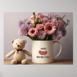 Urso de Teddy, Flores e Poster de Café