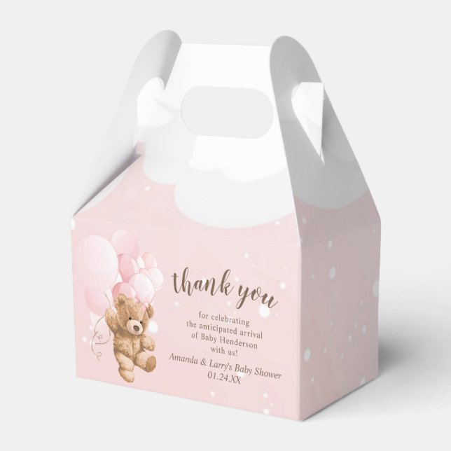 Urso de Teddy Rosa com Caixa de Favor dos Balões (Frente)