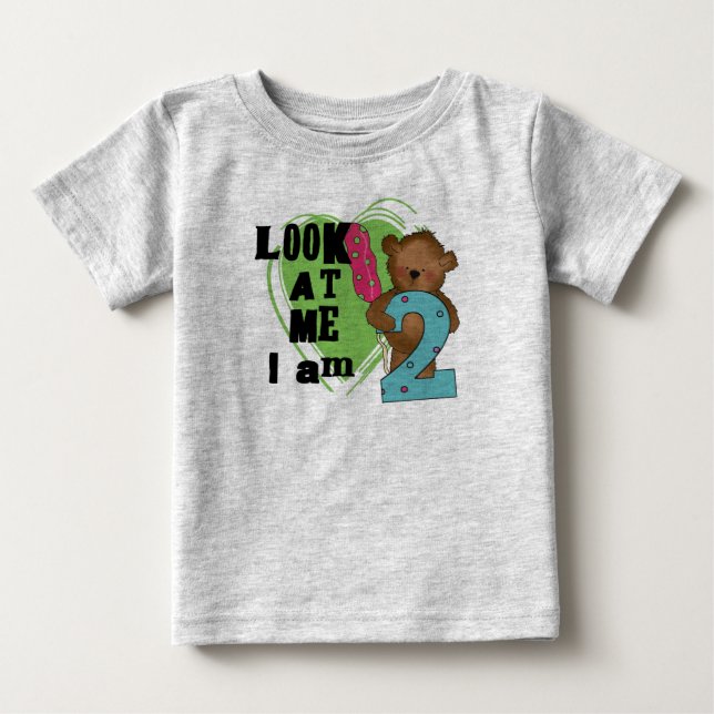 Urso de Teddy Sou 2 t-shirts e presentes de aniver (Frente)