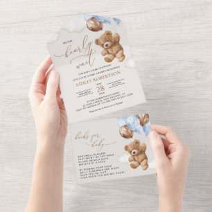 Urso De Teddy, Urso De Bebê, Balões Azuis, Chá de 