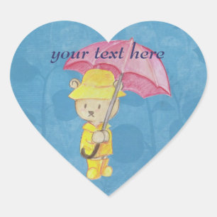 Urso de ursinho em etiquetas do Raincoat