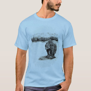 Urso de urso no t-shirt da rocha