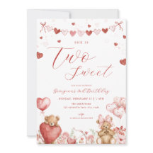 Urso de Valentine Dois Doce Convite de Segundo Ani