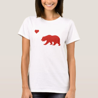 Urso do amor de Califórnia & t-shirt vermelhos do