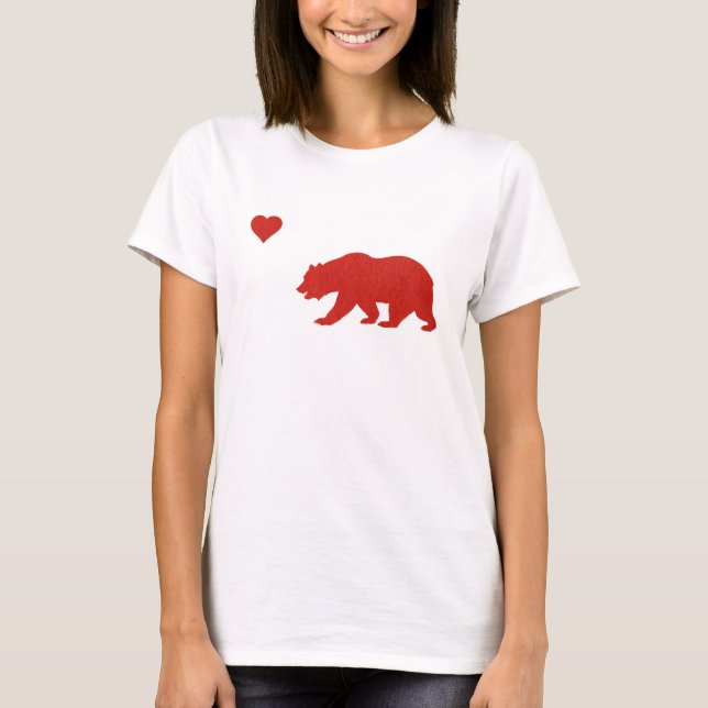 Urso do amor de Califórnia & t-shirt vermelhos do (Frente)