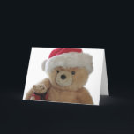 Urso do papai noel com pouco cartão de Natal do<br><div class="desc">foto de um urso grande,  carnudo com um chapéu do papai noel e de um urso pequeno em uma camisola vermelha com o silencioso em seu regaço</div>
