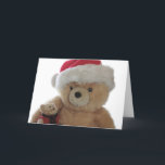 Urso do papai noel com pouco cartão de Natal do<br><div class="desc">foto de um urso grande,  carnudo com um chapéu do papai noel e de um urso pequeno em uma camisola vermelha com o silencioso em seu regaço</div>