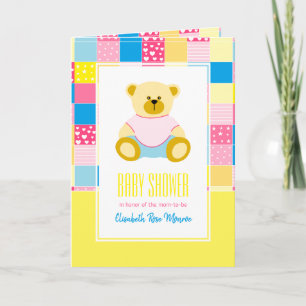 Urso Dourado em Patchwork, Convite para Chás de Be