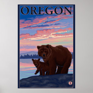 Urso e poster das viagens vintage de Cub