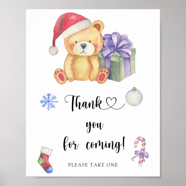 Urso e presente de Natal \ Obrigado por vir Poster (Frente)