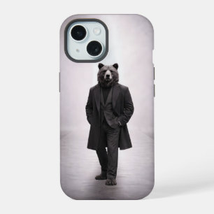 Urso Elegante em Retrato de Terno Escuro Clássico