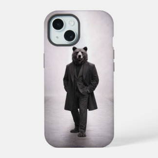 Urso Elegante em Retrato de Terno Escuro Clássico