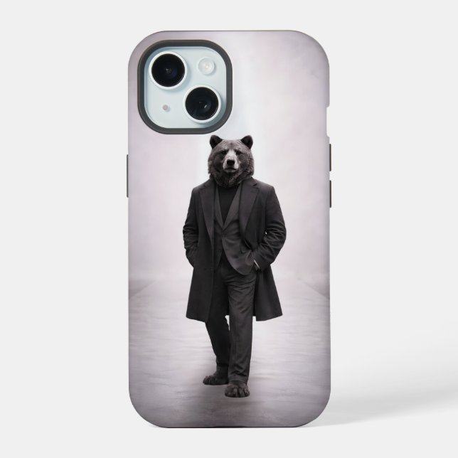 Urso Elegante em Retrato de Terno Escuro Clássico (Verso)