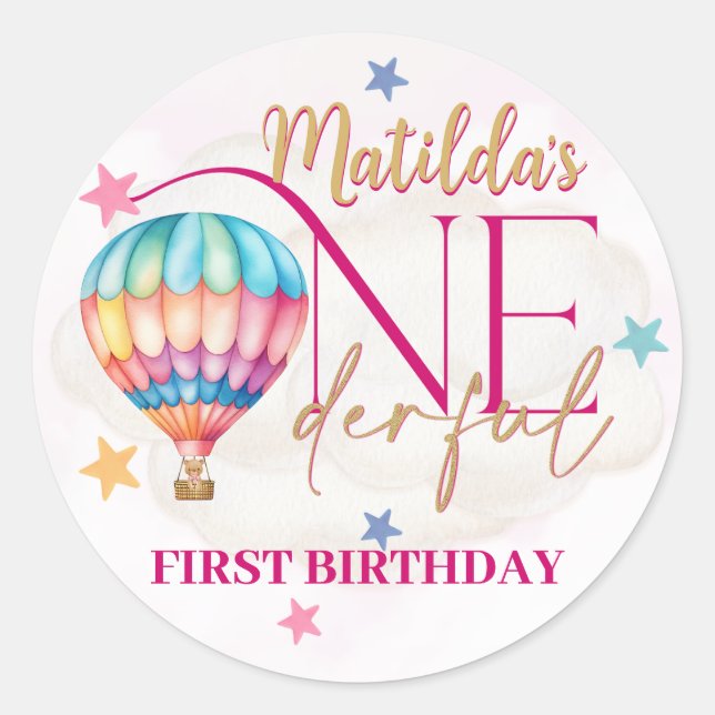 Urso em Balão Rosa Bebê Adesivos (Frente)