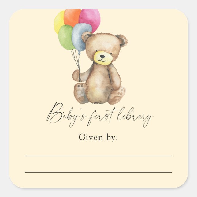 Urso - etiqueta para livros de baby shower, livros (Frente)