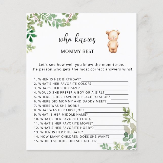 Urso floral Quem sabe melhor a mamãe (Frente)