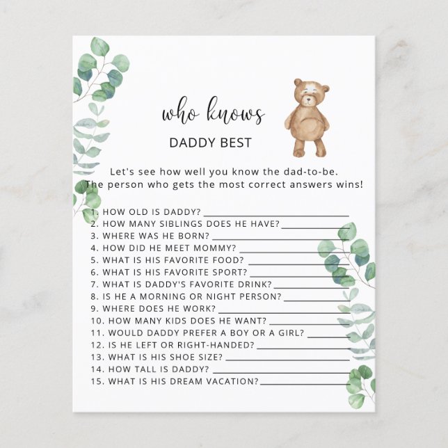 Urso floral Quem sabe melhor PAPAI (Frente)