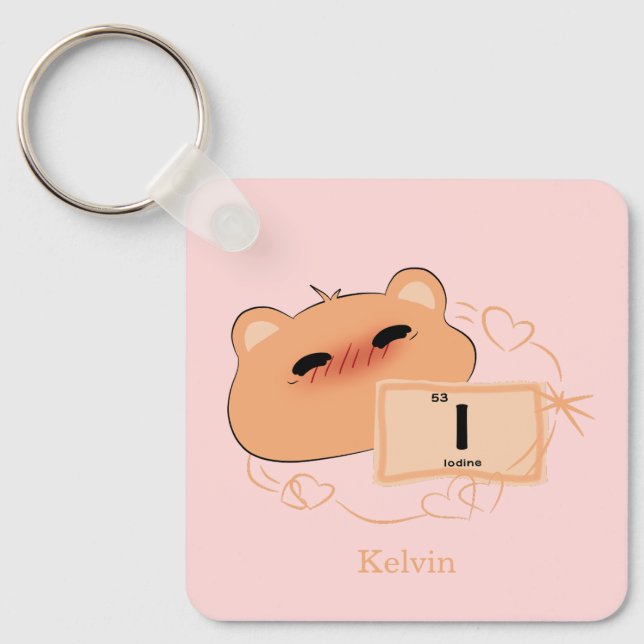 Urso Fofo Apaixonado "Eu" Chaveiro Personalizado p (Frente)