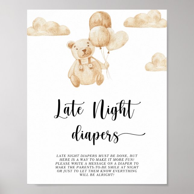 Urso \ Fraldas jogo de madrugada Poster (Frente)