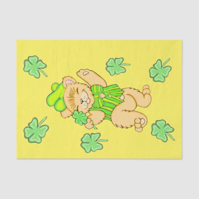 Urso Irlandês com Papel Tecido Shamrock (Frente )