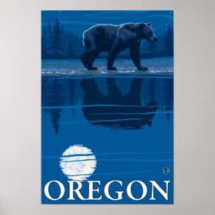 Urso na Lua - Poster de Viagens vintage