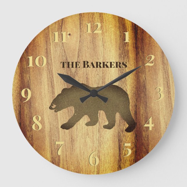 Urso Negro Russo Lodge 2 Grande Relógio (Frente)