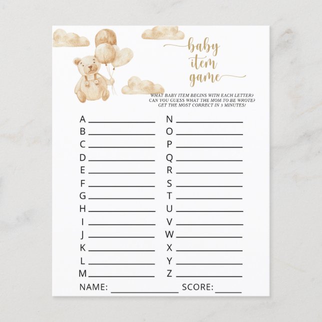 Urso nos balões \ Jogo de Item Bebê (Frente)