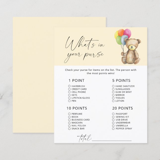 Urso - O que há no seu jogo de bolsa (Frente/Verso)