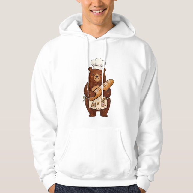 Urso Padeiro de Giz Fofo com Camiseta de Chef de P (Frente)