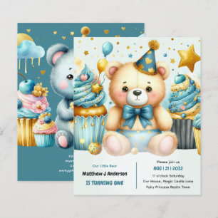 Urso Pequeno Virando Um - primeiro aniversario Sel